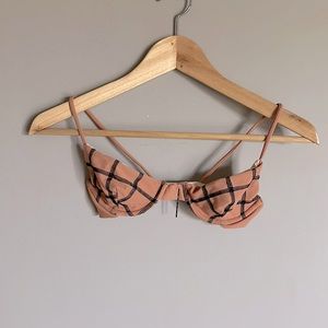 Acacia swimwear Size P nude with black plaid